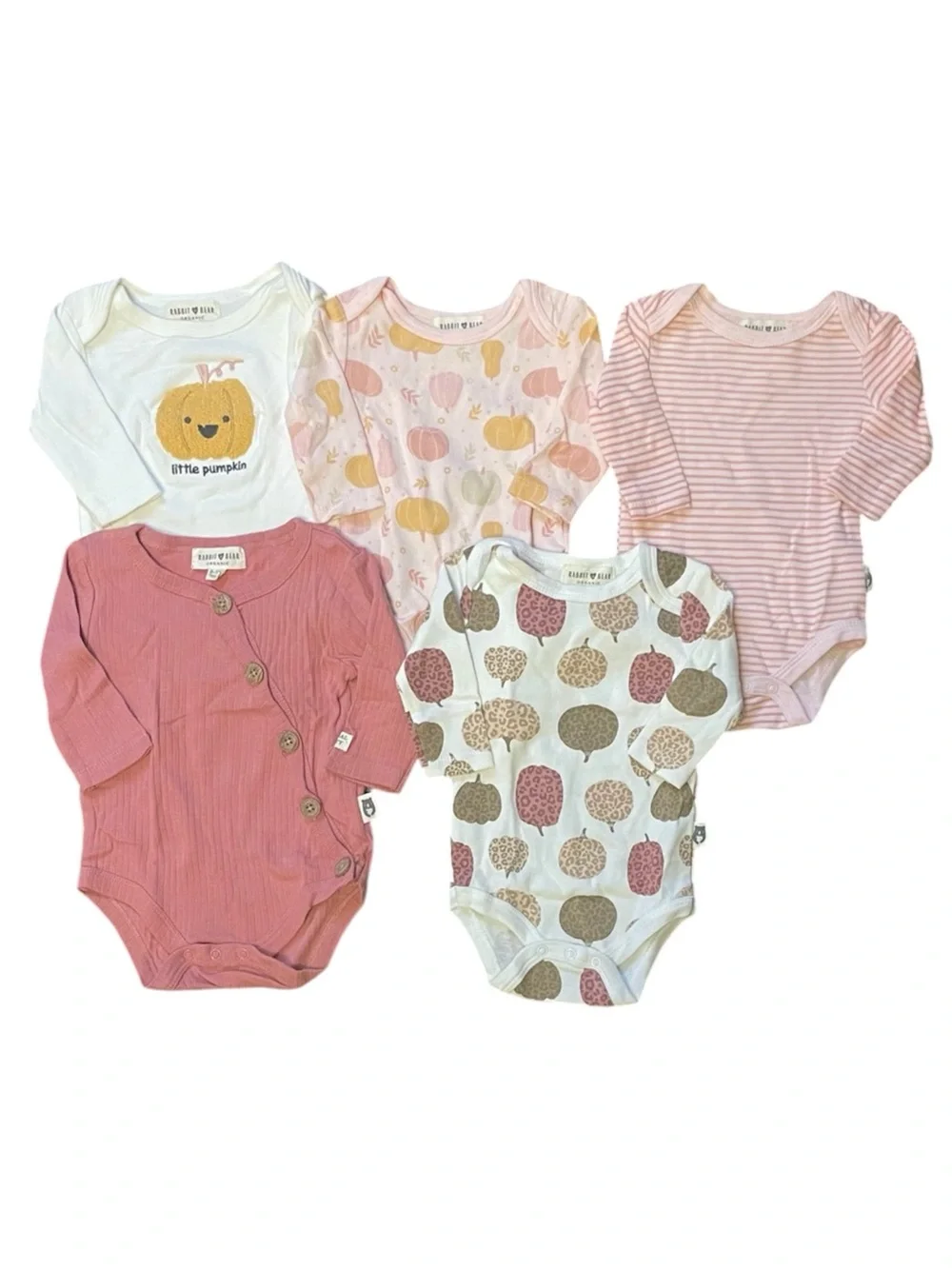 Bundle of 7 Halloween Autumn Pumpkin Long Sleeve Bodysuits Baby Girl’s size 3M